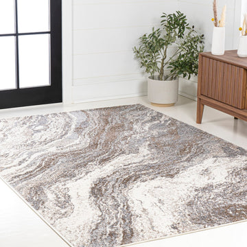 Kassia Contemporary Glam Abstract Marble Area Rug